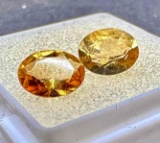 Pair of Oval Cut Citrine gemstones 2.1ct Total