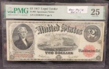 1917 $2 Legal Tender PMG VF25 Large Size Banknote