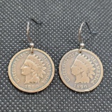 1890 Indian head Wheat Cent Earrings