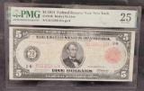 1914 $5 Federal Reserve Note PMG VF25 Rare Red Seal Banknote