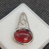 Silver 925 Pendant With Set Garnet Gemstone