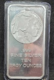 Indian head Buffalo 10 Troy Oz .999 fine silver bar