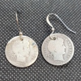 set of 1914 Barber dimes earrings
