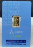 Acre 2.5g .999 fine gold bar limited Edition Mint 1