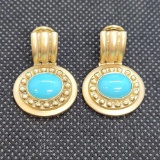 14K Yellow Gold Turquoise Clip-on Earrings