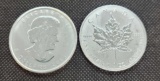 (2) 1 Troy Oz .999 fine silver Canadian 5 Dollars round coins