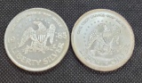 (2) Liberty Silver 1 Troy Oz .999 fine silver round coins