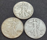 1937, 1939 D and 1942 3 walking liberty 90% silver Half Dollar Coins, Nice lot