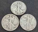 1917, 1928 and 1935 D 3 walking liberty 90% silver half dollar coin nice lot