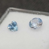 Set of blue Topaz gemstone Oval and heart cut .85ct