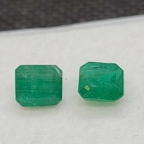 Pair of Square cut Green Emerald gemstone