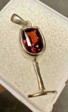 925 Sterling Silver Garnet Wine Glass Garnet Pendant