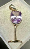 925 Sterling Silver Amethyst Wine Glass Pendant