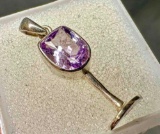 925 Sterling Silver Amethyst Wine Glass Pendant