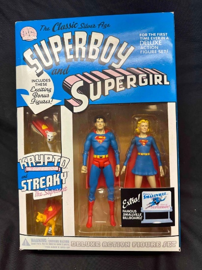 DC Direct SUPERBOY and SUPERGIRL Deluxe Action Figure Set MIB Classic Silver Age