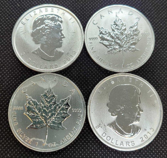 (4) 1 Troy Oz .999 fine silver Morgan round coins