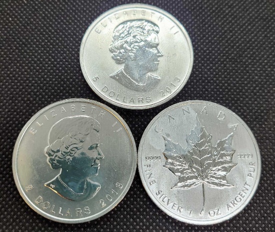 (3) 1 Troy Oz .999 fine silver Morgan Round coins