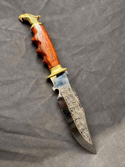 Decorative Knife Paraiso Caribeno Cancun Mexico Wood Handle Brass Eagle