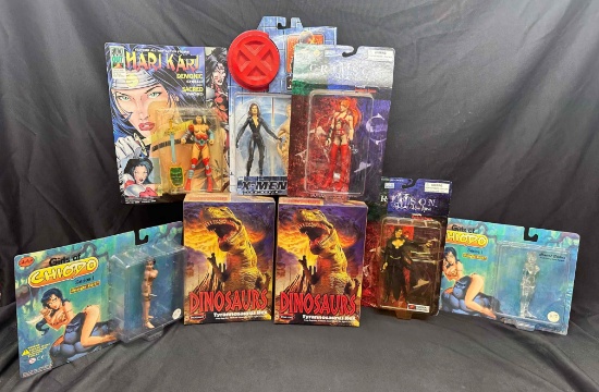Polar Lights Dinosaur T-Rex Models, Female Action Figures. Crimson, Chiodo, X-Men more