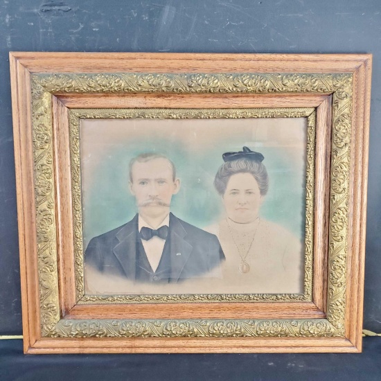 Framed artwork man and woman dressed up