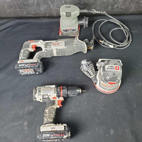 Porter Cable lot electric orbit sander 340 cordless Tiger saw 1/2in drill palm sander W/2 20V