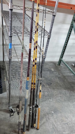 6 fishing rods one with reel National Fenwick Reliance