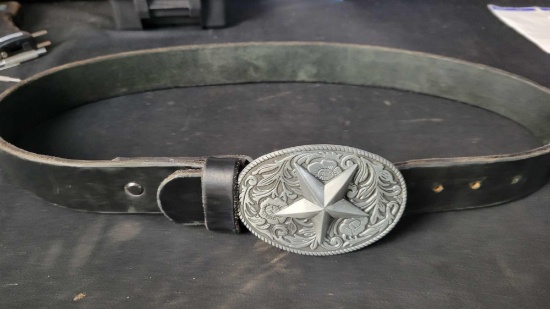 Solid One Piece Men's Leather Belt fits 32 - 36