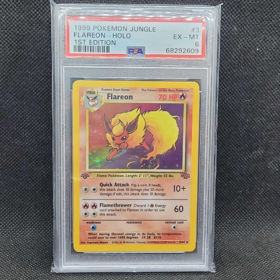 1999 1st Edition Holo Jungle Flareon PSA 6 Pokemon card