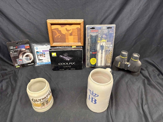 Mixed Goods. Nikon Coolpix Camera, Bushnell Binoculars, Bosch Drill Bits more