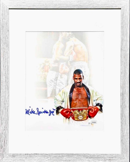 Signed Mike Spinks Promo Art Photo JSA Authentication 12x15
