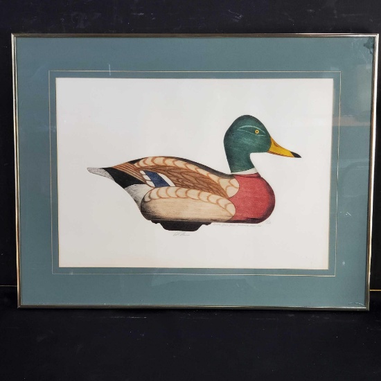 Framed Vintage LE 35/150 Mallard Drake Decoy W/signature
