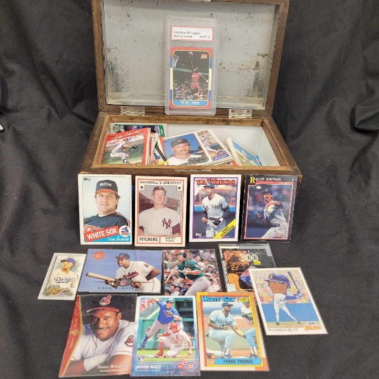 box of sports cardd baseball basketball football