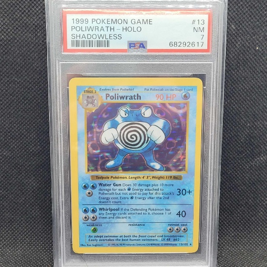 1999 Shadowless Holo Poliwrath PSA 7 Pokemon card