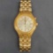 MENS SEIKO KINETIC 5M42-0A19 SKELETON BACK Gold Tone Watch