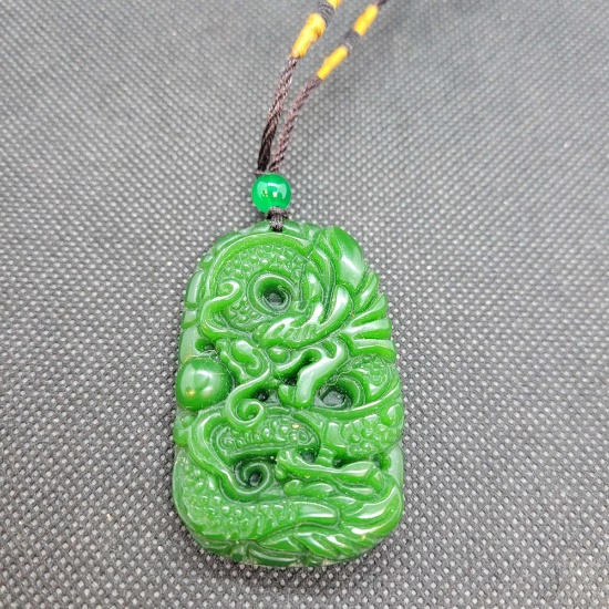 Green Jade Dragon Necklace 31.5 grames