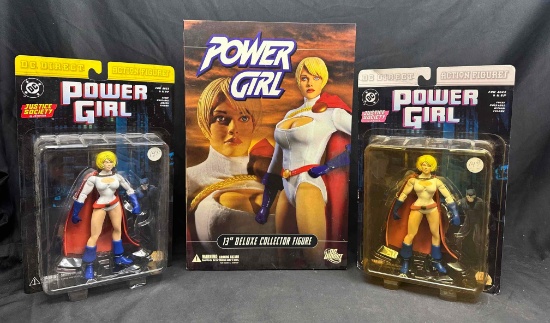 DC Comics Power Girl Action Figures. 13in Deluxe and 6in DC Direct Collector Figures