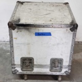 Empty audio equipment road case on wheels