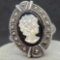 Silver 925 Cameo Ring With diamonds 5.39g Ring Size 7