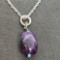Amethyst and Turquoise Bead Pendant Silver Chain Necklace 11.35g