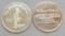 (2) 1 Troy Oz .999 Fine Silver The Pueblo Chieftain Coins