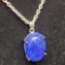 Oval Cabochon Lapis Pendant and .925 Sterling Silver Necklace