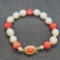 Pearl and Coral Bracelet with Gilt Clasp 18.74g