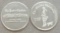 (2) 1 Troy Oz .999 Fine Silver The Pueblo Chieftain Coin