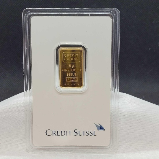 Credit Suisse 5 Gram .999 fine fold bar