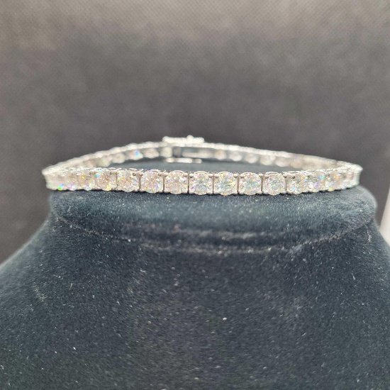 Silver 925 Moissanite Diamond Bracelet With Gemstone Report 13.01g