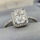 Silver Moissanite Ring With Gemstone Report 2.44g Ring Size 8