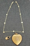 14kt Gold Jewelry Lot Heart Pendant Bracelet and shoe Pendant 7.41g