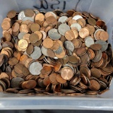 Over 18 Pounds Change Jar Quarters, Dimes, Nickels, Pennys With wheat Penny