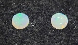 Pair of round cabochon cut Opals .30cts.t.w.