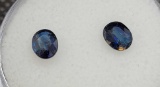 Pair of Oval Faceted Blue Sapphires Gemstones .90ct.t.w.